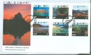 New Zealand 1722-1727 2001 One Hundred Years Of Tourism, Set Of 6, On An Unaddressed, Illustrated FD Cover