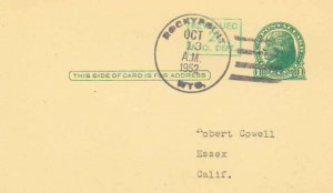 United States Wyoming Rockypoint 1952 4f-bar  1907-1973  Postal Card  Philate...