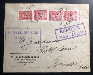 1929 Athens Greece Airmail First Flight Cover FFC To Brindisi Italy Sc#218