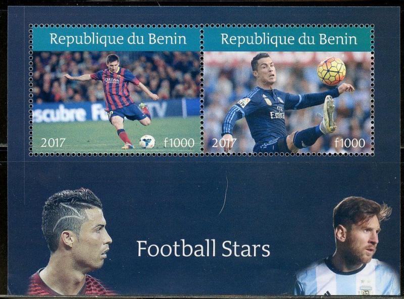 BENIN 2017  SOCCER FOOTBALL STARS  SHEET OF TWO MINT NH