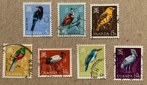 Uganda 1965 5c-50c Birds, used. Scott 97-103, CV $3.00