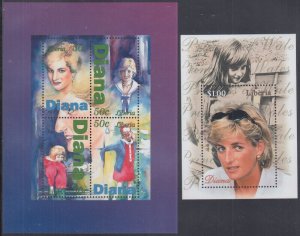 LESOTHO # 056 MNH SET of 2 SOUVENIR SHEETS - IN MEMORIUM PRINCESS DIANA