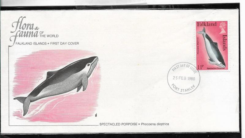 FF-69 FALKLAND MALVINAS 1980 FAUNA WHALES  FDC 