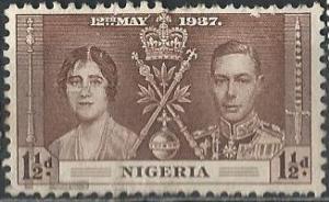 Nigeria 51 (unused? filler) 1½p Coronation issue, dk brn (1937)