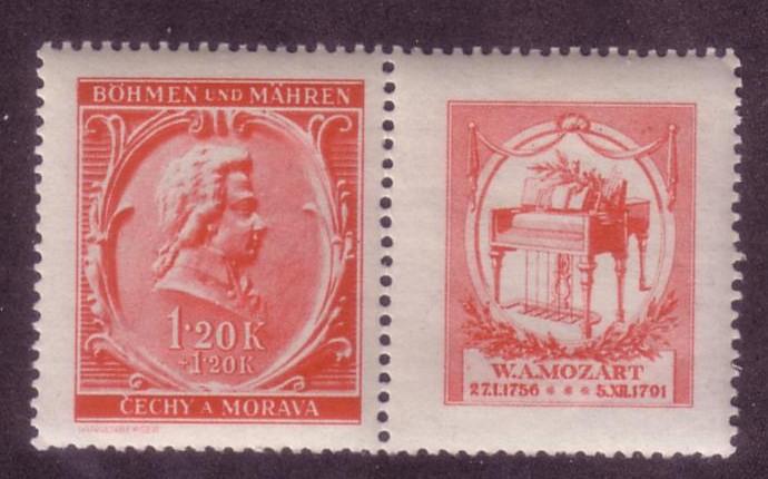 Bohemia & Moravia Sc. # B7 Mozart MH