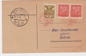 Czechoslovakia 1930 Souvenir Stamps Zebrak Cancels Card Ref 23868