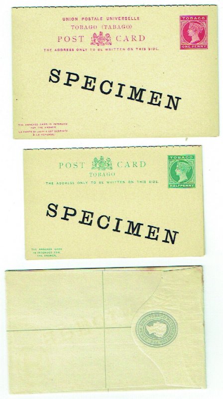 TRINIDAD & TOBAGO SPECIMEN Overprints on Queen Victoria Tobago �d - 41554