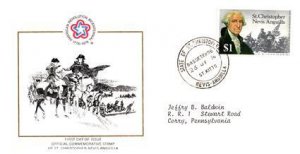 Worldwide First Day Cover, Americana, Saint Kitts