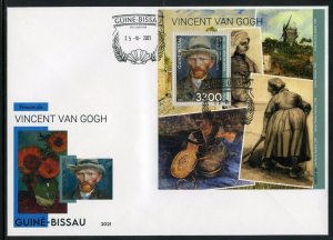 GUINEA  BISSAU 2021 VINCENT VAN GOGH PAINTING SOUVENIR SHEET FIRST DAY COVER