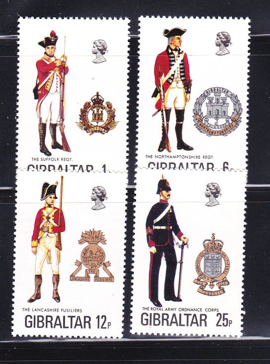 Gibraltar 330-333 Set MNH Military Uniforms (A)