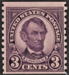 US 600 MNH VF 3 Cent Lincoln -Deep Violet