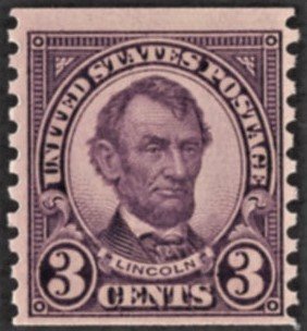 US 600 MNH VF 3 Cent Lincoln -Deep Violet