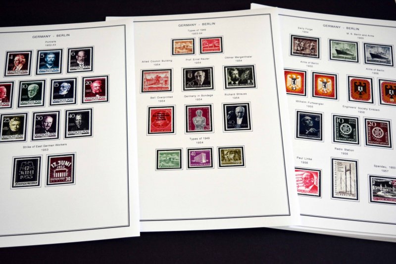 COLOR PRINTED GERMANY BERLIN 1948-1990 STAMP ALBUM PAGES (76 illustrated pages)