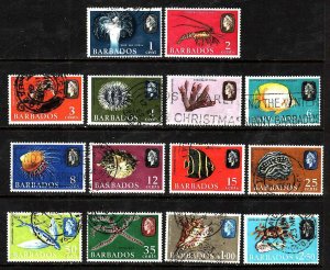 Barbados-Sc#267-80- id9- used QEII definitive set-1965--please note that #268 sh