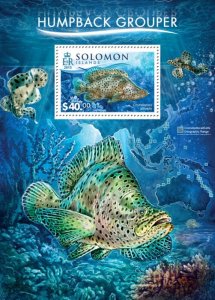 SOLOMON IS. - 2015 - Humpback Grouper - Perf Souv Sheet - Mint Never Hinged