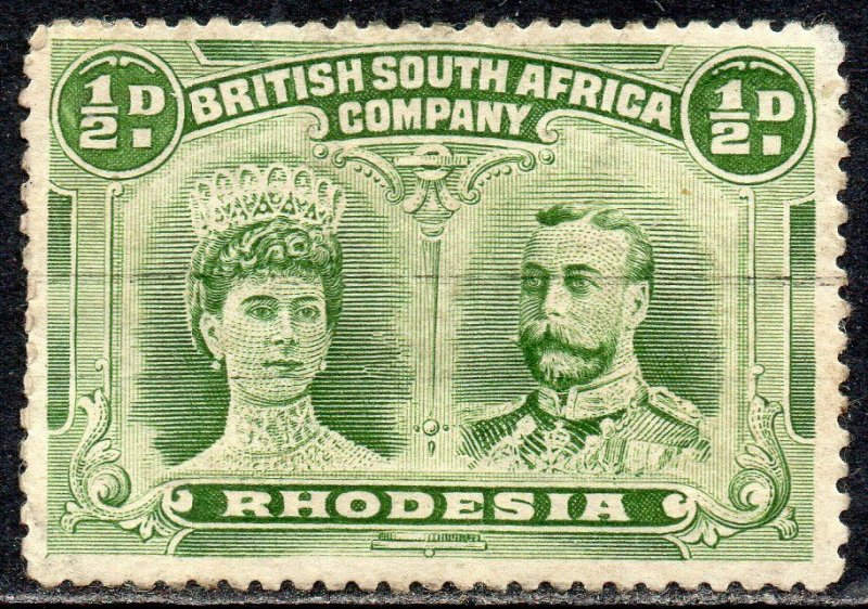 1913 Rhodesia Sg 182 ½d yellow-green (Perf 13½) Fine Used 