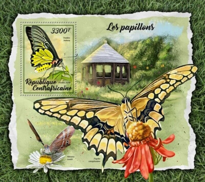 Central Africa - 2017 Butterflies - Stamp Souvenir Sheet - CA18008b