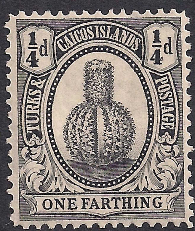 Turks & Caicos 1922 - 26 KGV 1/4d Black MM SG 162  ( T667 )