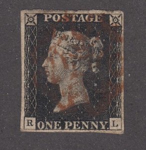 Great Britain #1 Used, 4 Clear Margins