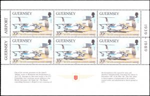 Guernsey #404a, 406a, 409a, Complete Set(3), Bklt Pane of 6, 1989, Aviation-A...