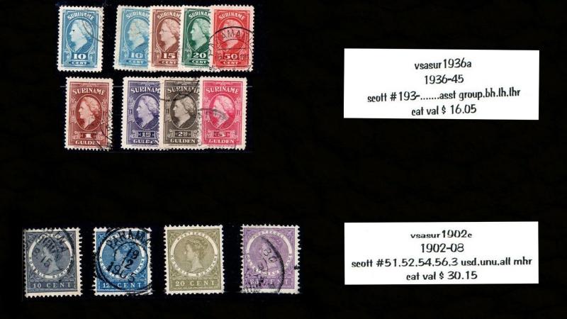 VINTAGE: SURINAM ASSORTMENT USD,OG,NH SCOTT  $514 EST LOT # 1600