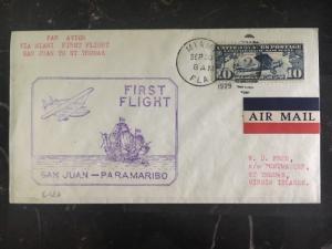 1929 San Juan PR Usa First Flight Cover FFC To St Thomas Flown By Lindbergh