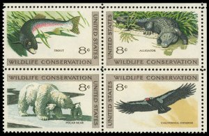 US Sc 1427-30 VF/MNH Se Tenant Block - 1971 8¢ Wildlife Conservation- P.O. Fresh