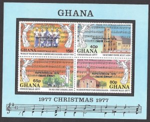 Ghana #644 MNH ss, Christmas ovpt. Referendum 1978 Vote Early, issued 1977