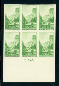 US Stamp #756 Yosemite 1c - Plate Block of 6 - MNH - CV $4.25