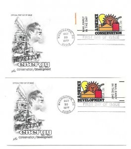1723-24 Energy Conservation Development, ArtCraft set of two Mail Early FDCs