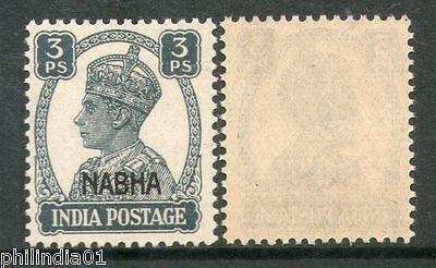 India NABHA State KG VI 3ps Postage SG 105 / Sc 100 MNH Fine