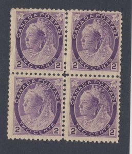 4x Canada Victoria Numeral stamps Block of 4 #76 F/VF  Guide Value = $250.00