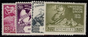 SEYCHELLES GVI SG154-157, 1949 ANNIVERSARY of UPU set, NH MINT.