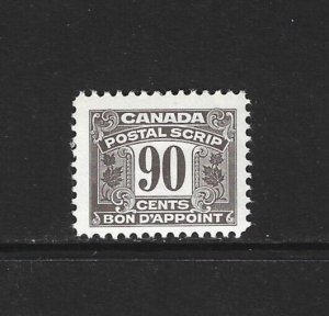 CANADA REVENUE - #FPS58 - 90c POSTAL SCRIP MINT STAMP MNH BACK OF BOOK BOB