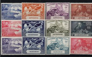 1949 UPU mint LHM sets Antigua, Ascension, Bahamas WS38737