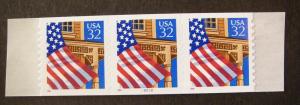 Scott 2915A, 32c Flag over Porch, PNC3 #22222, 10x10, MNH Coil Beauty