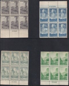 Sc# 740 / 749 U.S. 1934 National Parks perf complete set plate blocks CV $118.80