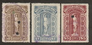 Canada Revenues Br. Columbia Law Stamp BCL34-BCL36 Used