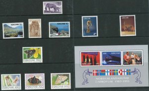 Faroe Islands 1993 Year set cpl incl sets and S/S horses butterflies. MNH