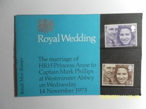 GB 1973 Royal Wedding Princess Anne presentation pack PO56 sg941-942, MINT