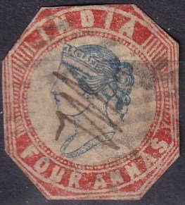 India #6 F-VF  Used Cut To Shape CV $42.50 (Z1463)