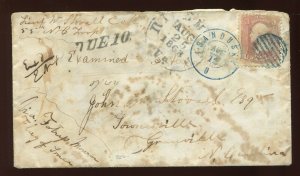 65 Used Stamp on 1863 Flag of Truce Cover Johnson's Island Ohio to Granville NC