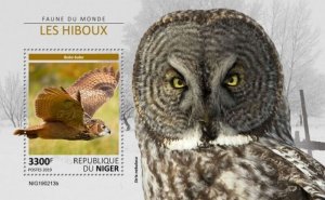 Niger - 2019 Owls on Stamps - Stamp Souvenir Sheet - NIG190213b