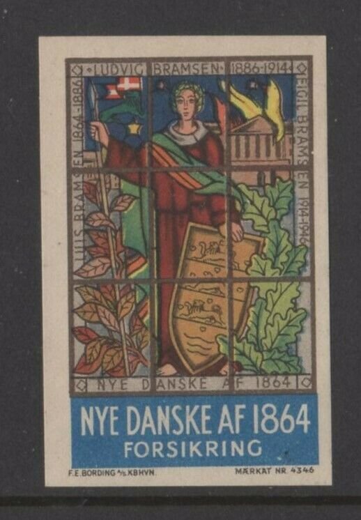 Denmark- New Danish of 1864 Insurance Advertising Stamp - NG