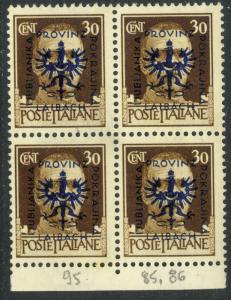 SLOVENIA 1944 GERMAN OCCUPATION LAIBACH 30c BLK4 w 3 Varieties Sc N41 MNH