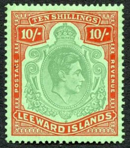 Leeward Is SG113 10/- Bluish green and deep red/green Fine M/M Cat 200 pounds