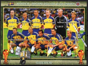 Congo DR 2002 Korea World Cup SWEDEN TEAM  Sheetlet (9) IMPERFORATED  MNH