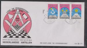 O)1985 NETHERLANS ANTILLES, MASON-MASONIC LODGE, FDC XF