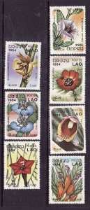 Laos-Sc#685-91-unused NH set-Flowers-Flora-1986-