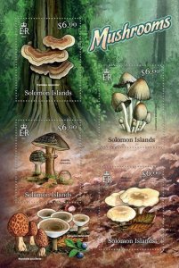 SOLOMON IS.- 2013 - Mushrooms of the Solomons - Perf 4v Sheet -Mint Never Hinged